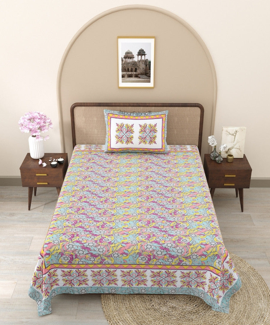 Fresh & Frisky Colourful Pure Cotton Single Bedsheet