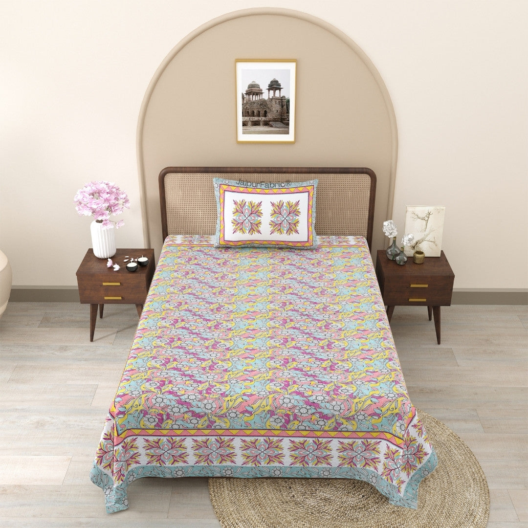 Fresh & Frisky Colourful Pure Cotton Single Bedsheet
