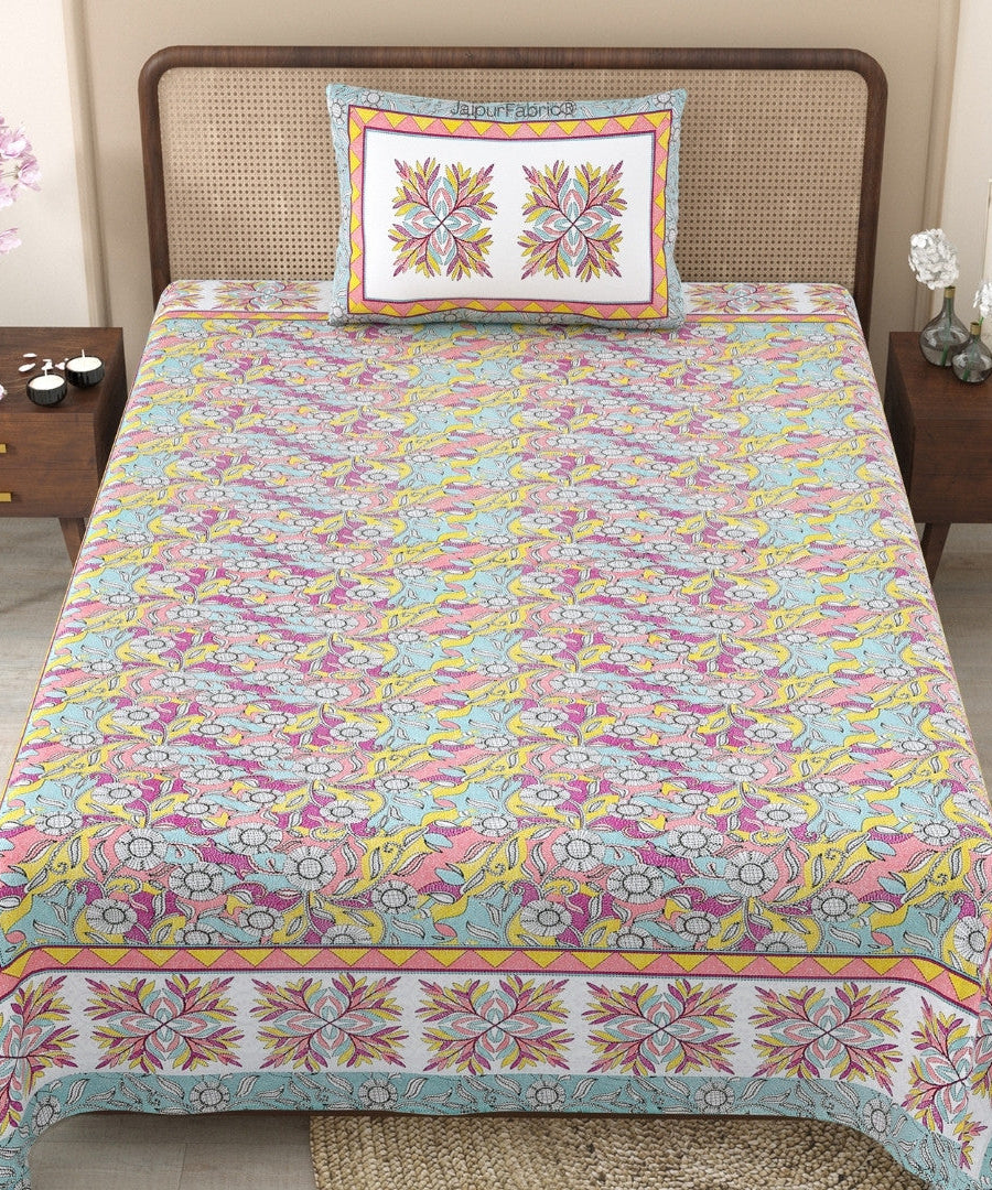 Fresh & Frisky Colourful Pure Cotton Single Bedsheet