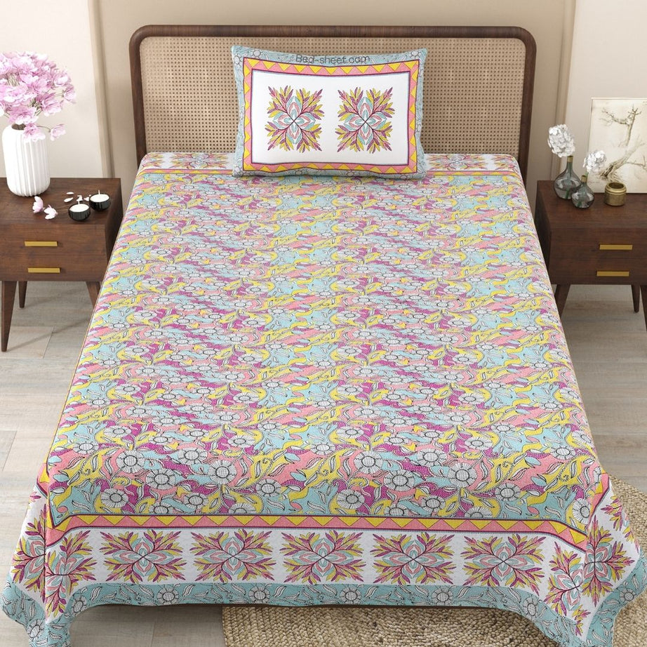 Vibrant Colorful Fresh Pure Cotton Single Bedsheet