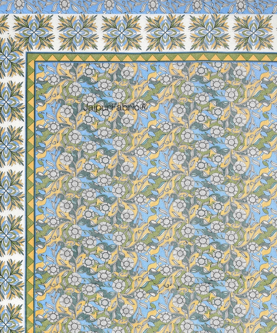 Delightful Dales Blue Pure Cotton Single Bedsheet