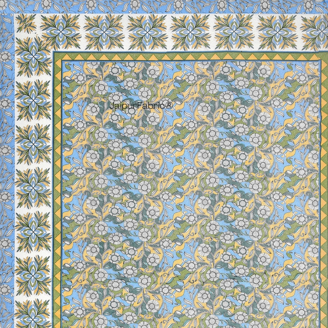 Delightful Dales Blue Pure Cotton Single Bedsheet