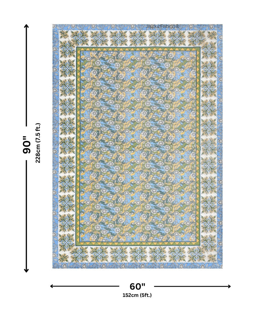 Delightful Dales Blue Pure Cotton Single Bedsheet