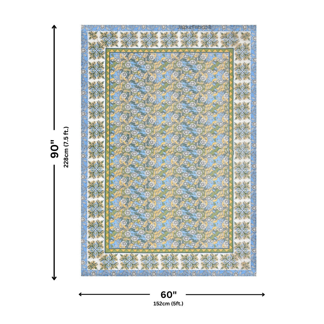 Delightful Dales Blue Pure Cotton Single Bedsheet