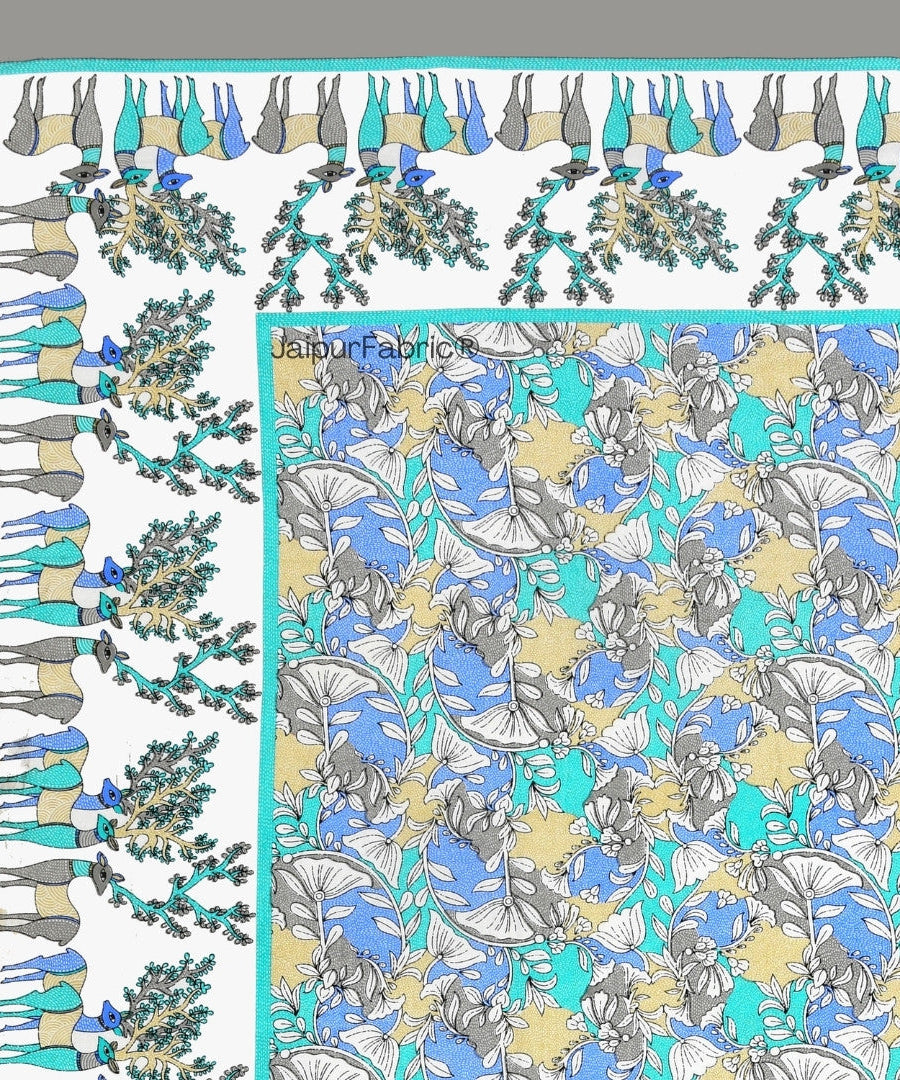 Deer Forest Green Pure Cotton Single Bedsheet