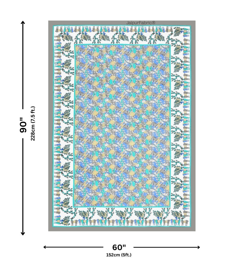 Deer Forest Green Pure Cotton Single Bedsheet