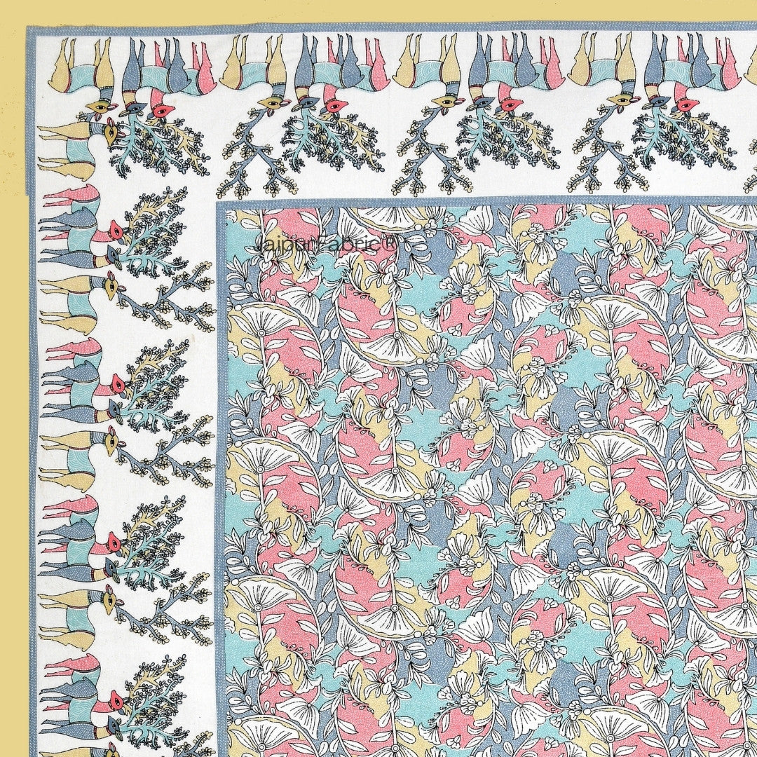 Deer Forest Colourful Pure Cotton Single Bed Bedsheet