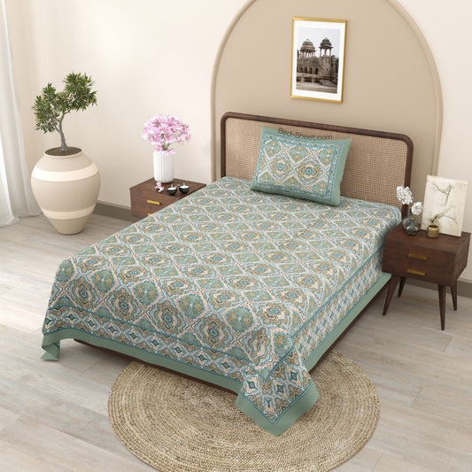 Sage Green Harmony Pure Cotton Single Bedsheet