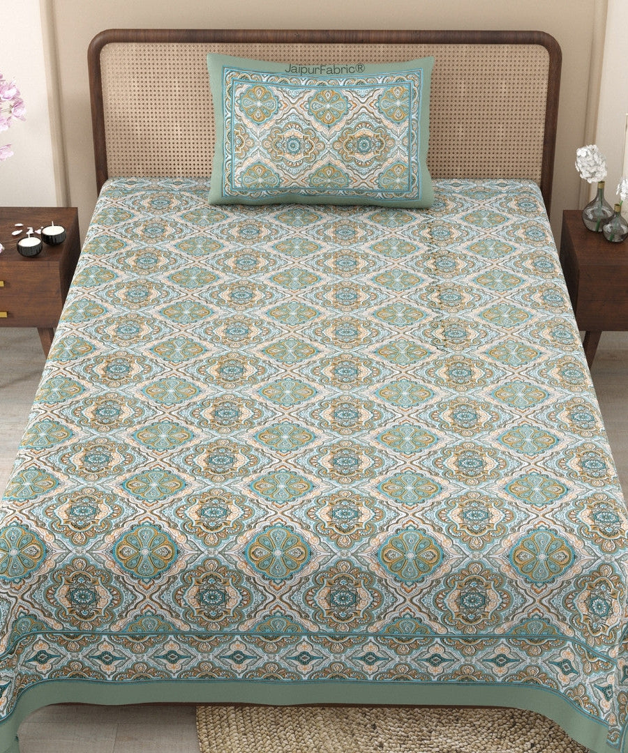 Jade Harmony Sage Green Pure Cotton Single Bedsheet