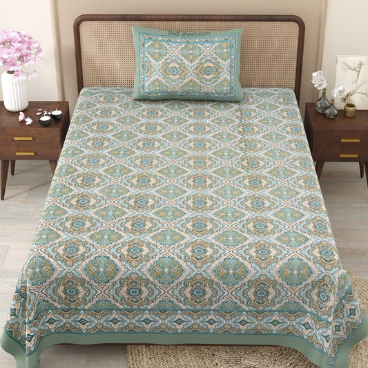 Sage Green Harmony Pure Cotton Single Bedsheet