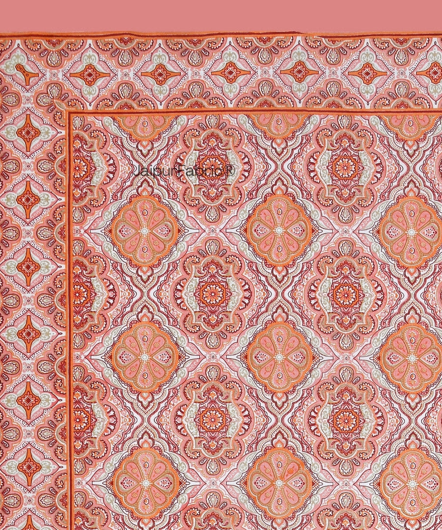 Ember Petals Coral Pink Pure Cotton Single Bedsheet