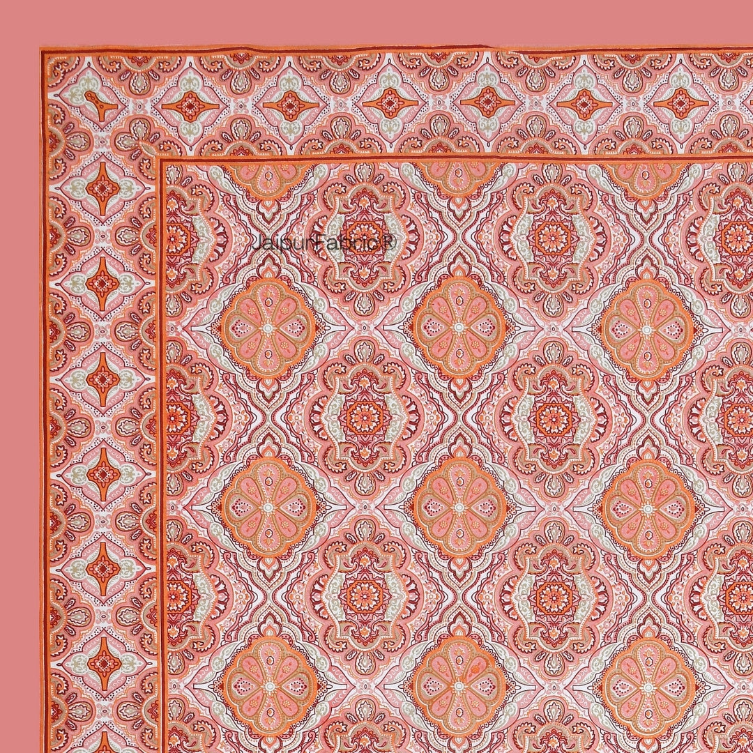 Ember Petals Coral Pink Pure Cotton Single Bedsheet