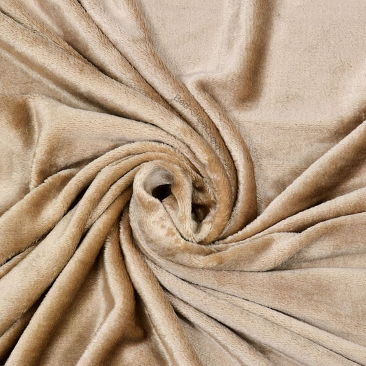 Beige Luxe Soft Velvet Double Bedsheet with Pillow Covers