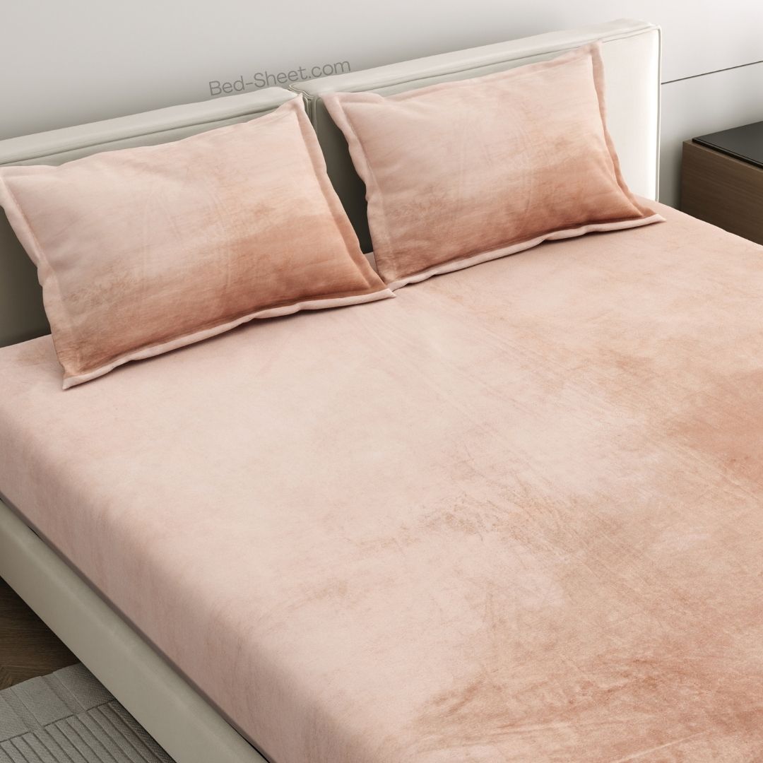 Blush Pink Soft Velvet Elegance Double Bedsheet with Pillow Covers