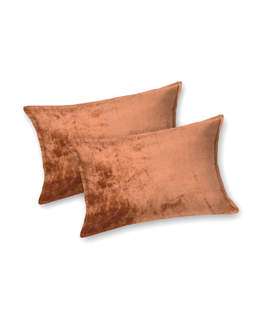 Rich Rust Soft Velvet Finish Double Bedsheet with Matching Pillow Covers
