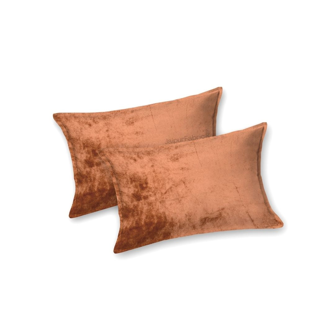 Rich Rust Soft Velvet Finish Double Bedsheet with Matching Pillow Covers