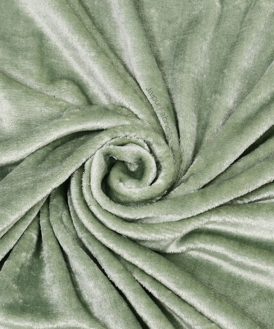 Serene Sage Green Soft Velvet Finish Double Bedsheet with Matching Pillow Covers