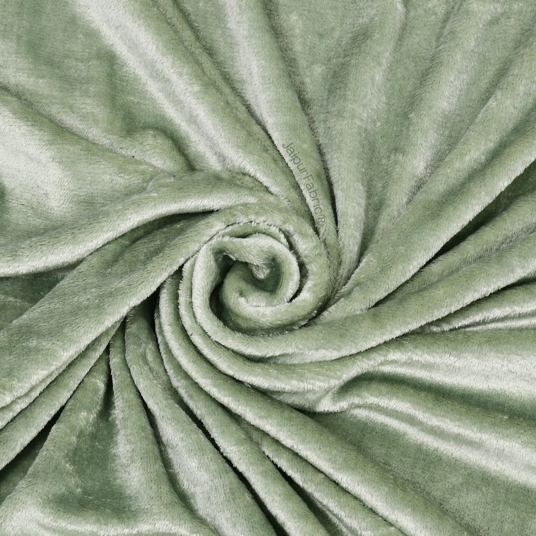 Serene Sage Green Soft Velvet Finish Double Bedsheet with Matching Pillow Covers