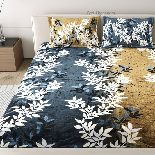 Golden Midnight and Black Charm Woolen Double Bedsheet