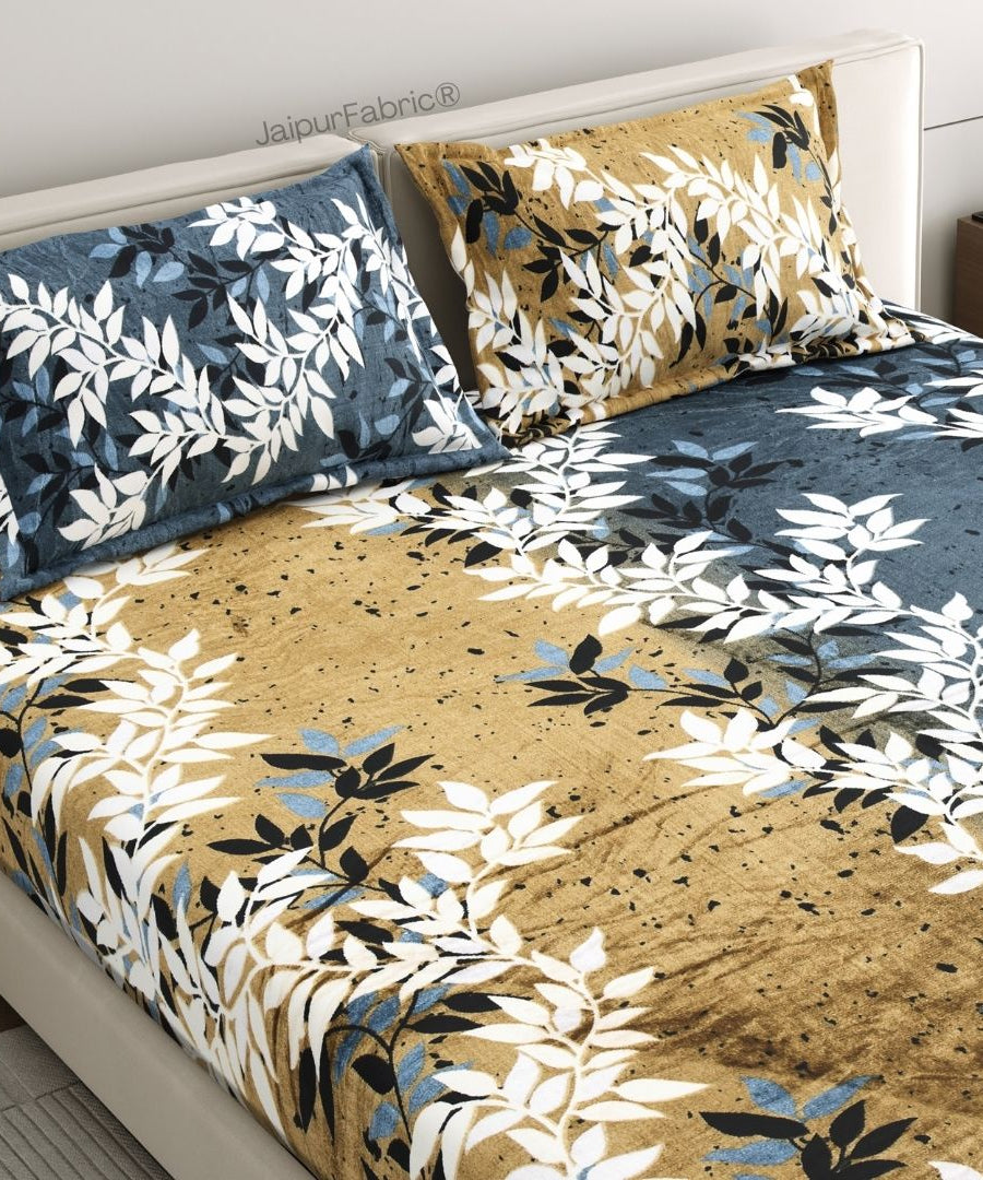 Midnight Gold Vine Super Soft Cozy Velvet Double Bedsheet