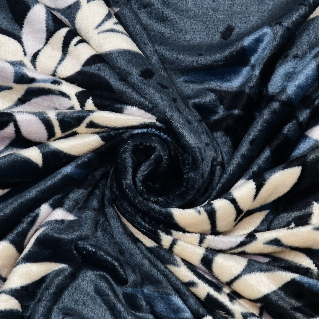 Midnight Gold Vine Super Soft Cozy Velvet Double Bedsheet