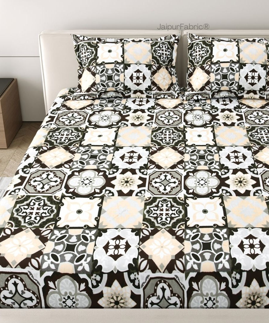 Classic Tile Symphony Super Soft Velvet Double Bedsheet