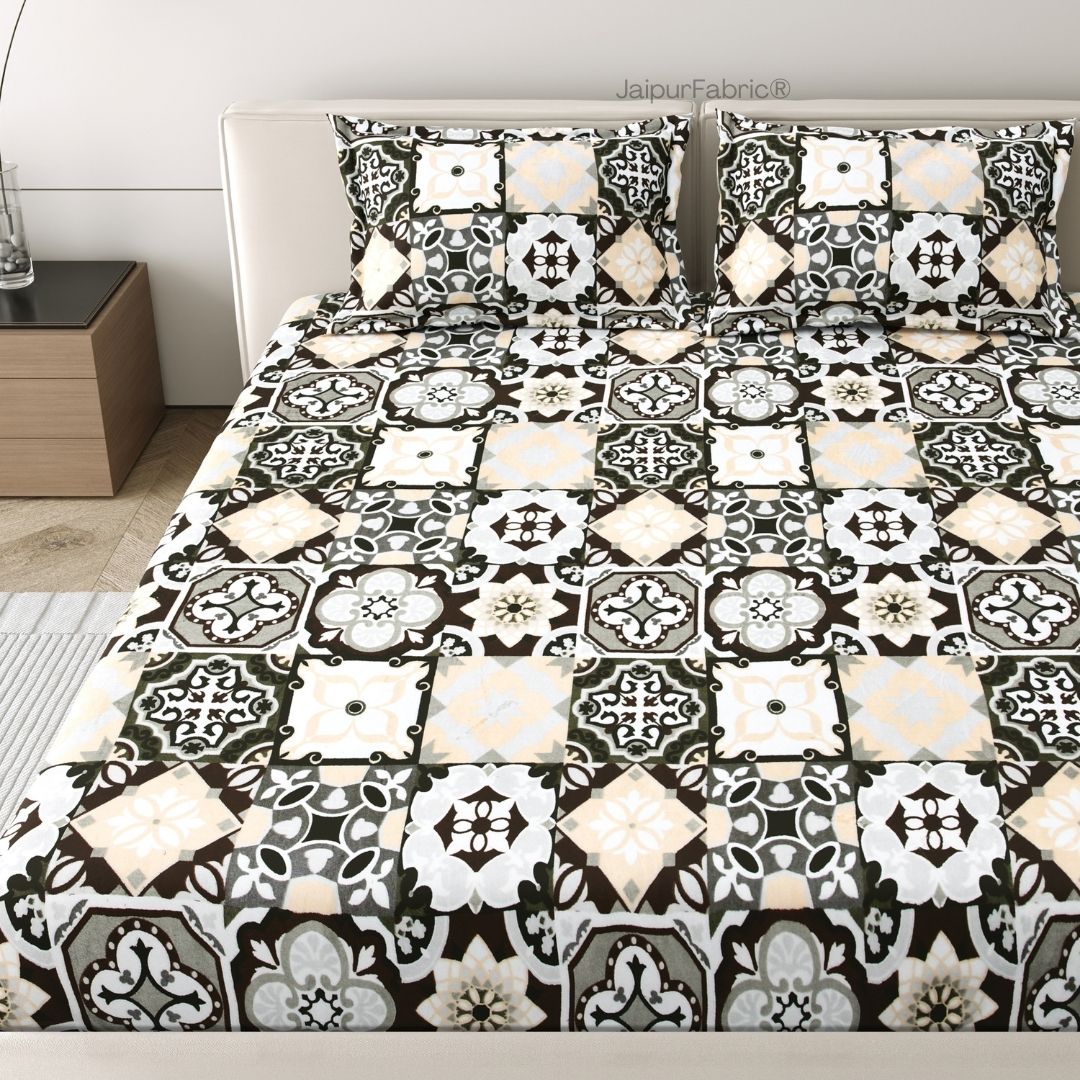 Classic Tile Symphony Super Soft Velvet Double Bedsheet