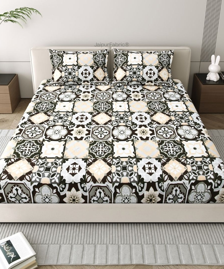 Classic Tile Symphony Super Soft Velvet Double Bedsheet