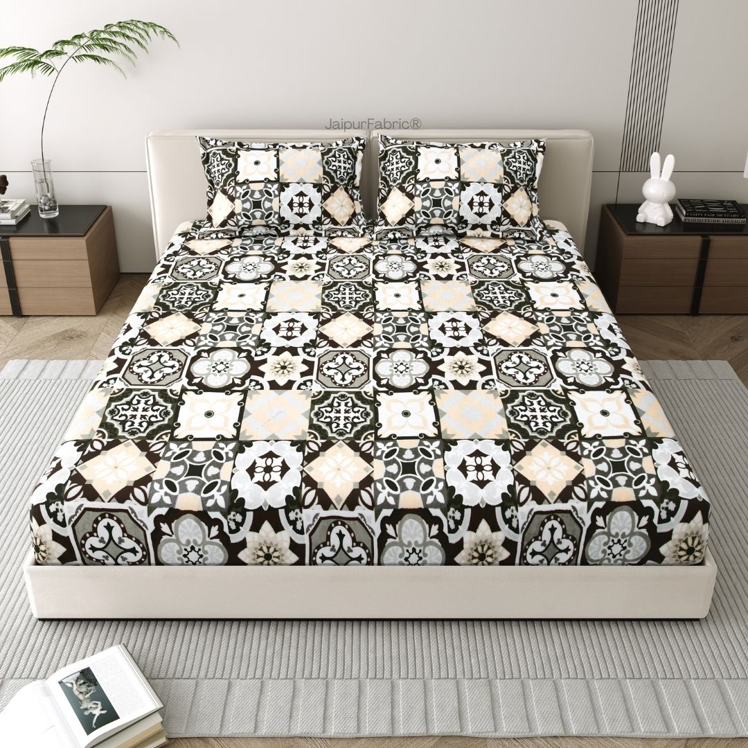 Classic Tile Symphony Super Soft Velvet Double Bedsheet