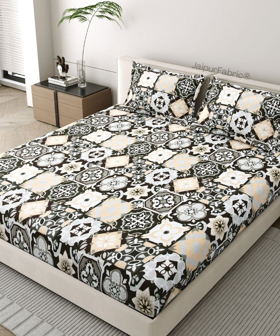 Classic Tile Symphony Super Soft Velvet Double Bedsheet