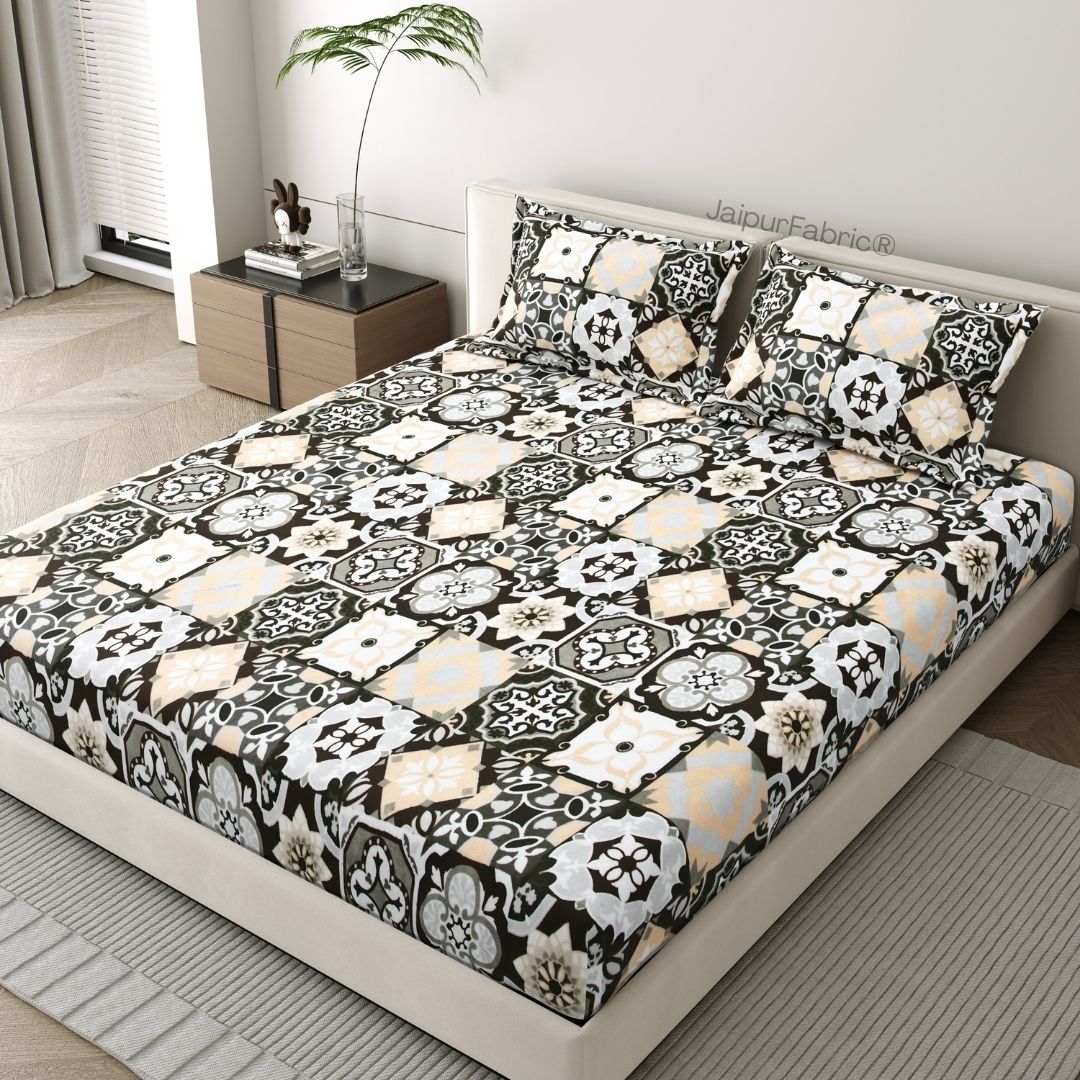 Classic Tile Symphony Super Soft Velvet Double Bedsheet