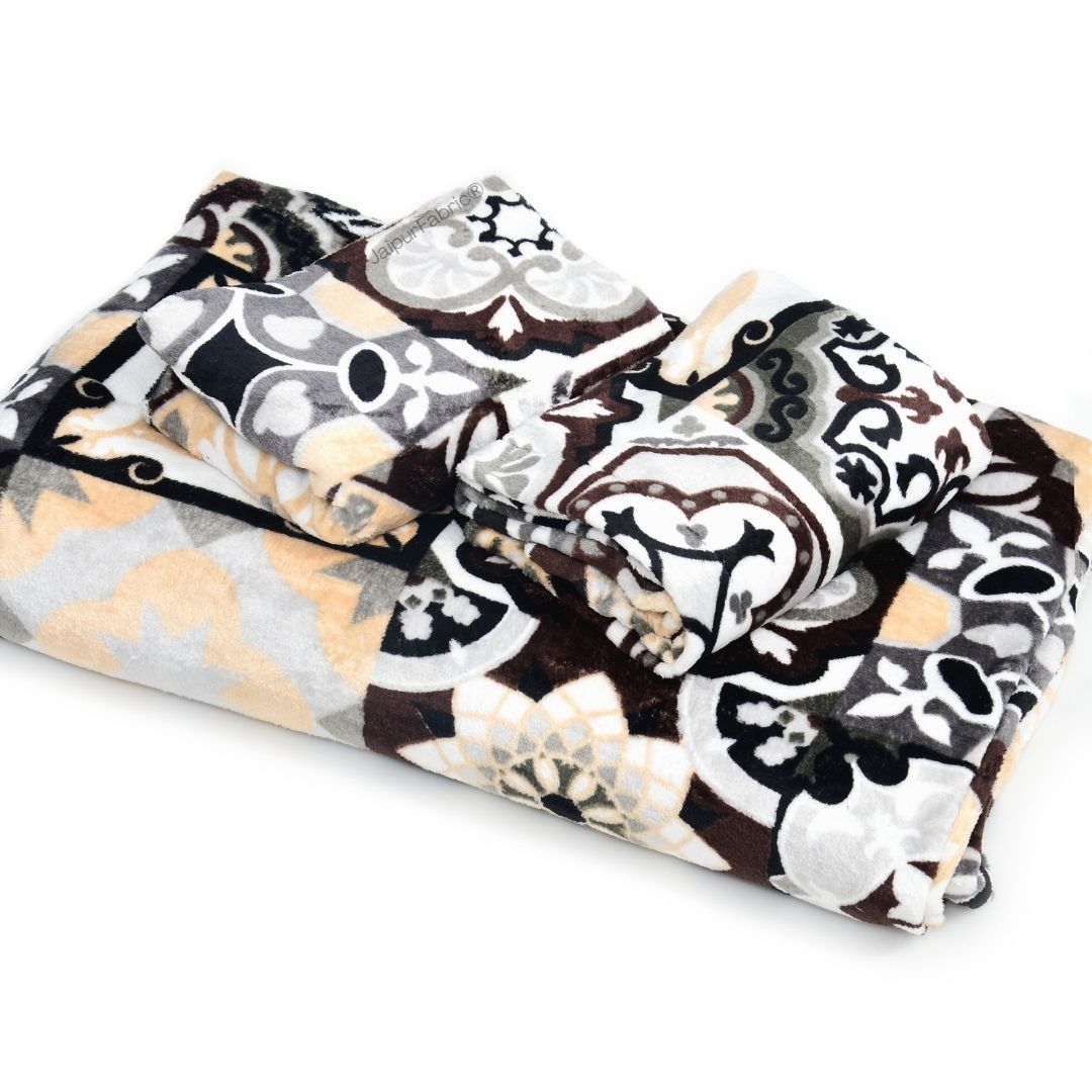 Classic Tile Symphony Super Soft Velvet Double Bedsheet