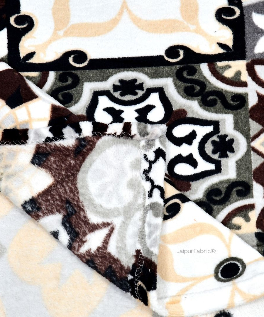 Classic Tile Symphony Super Soft Velvet Double Bedsheet