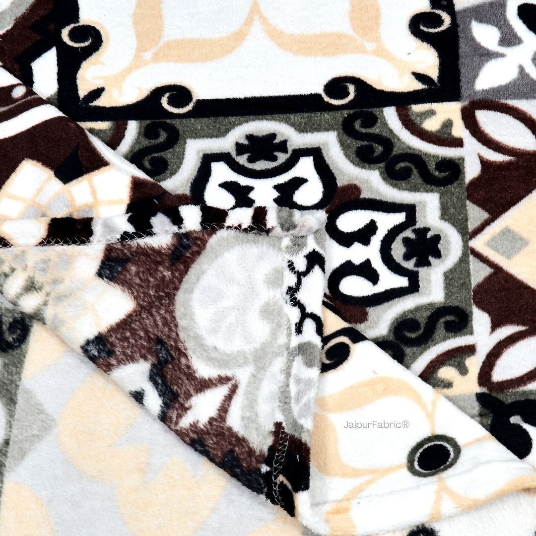 Classic Tile Symphony Super Soft Velvet Double Bedsheet