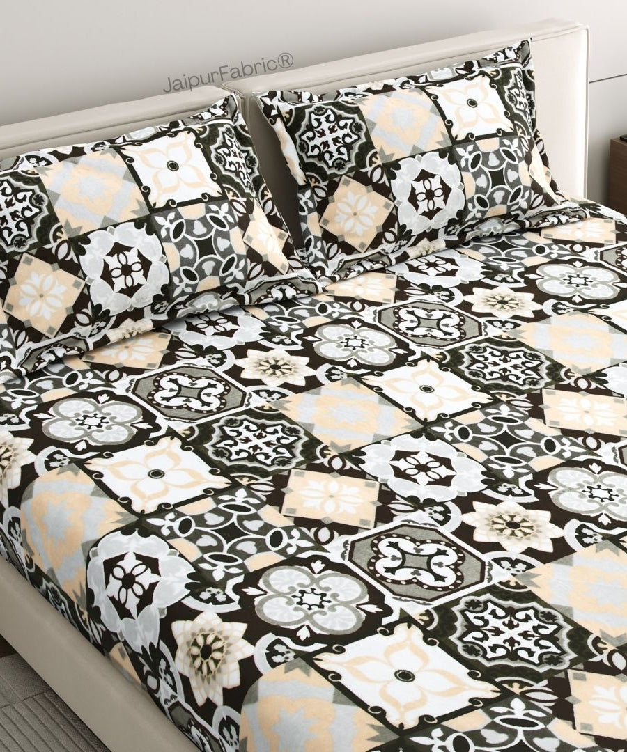 Classic Tile Symphony Super Soft Velvet Double Bedsheet