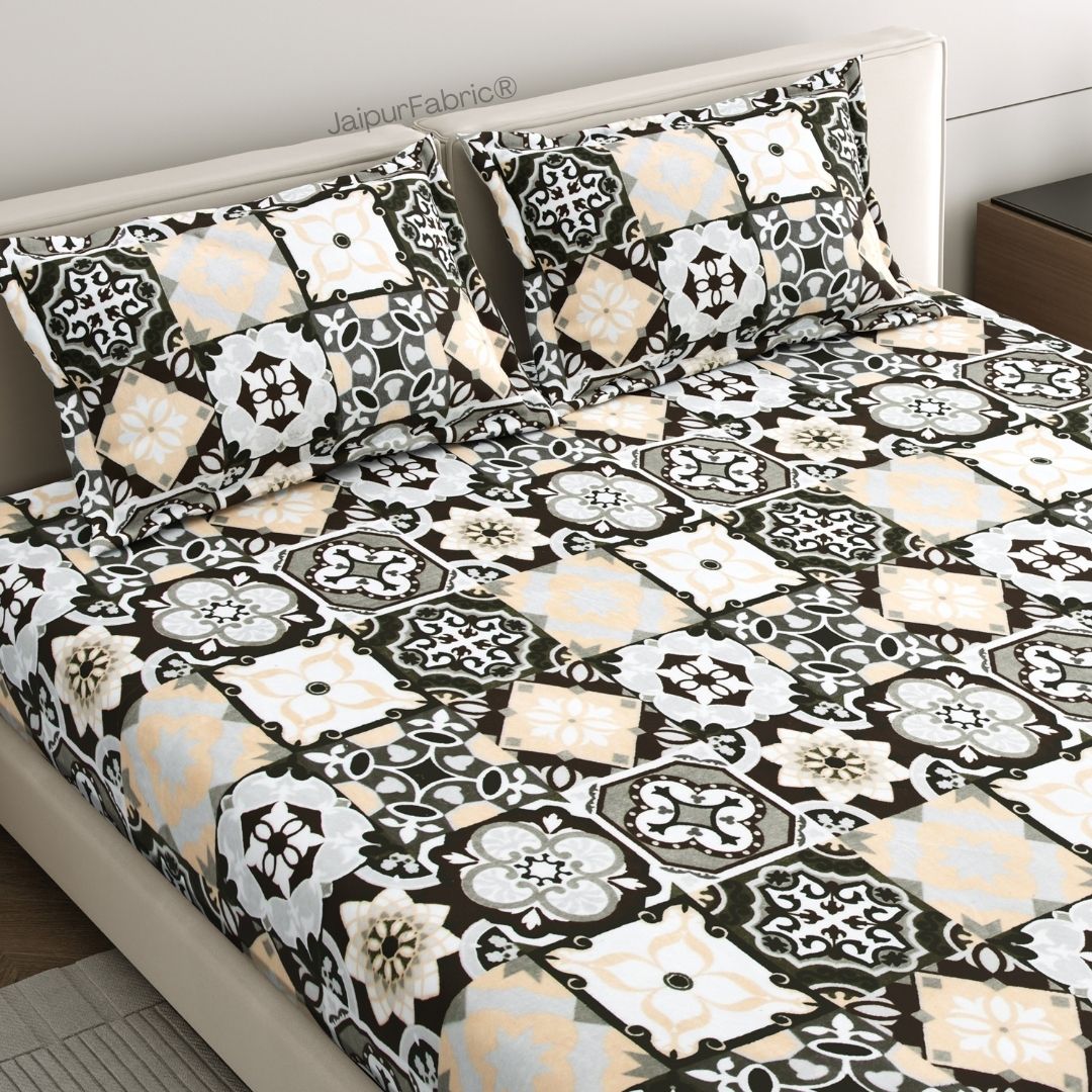 Classic Tile Symphony Super Soft Velvet Double Bedsheet