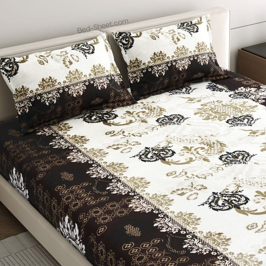 Black and Gold Regal Elegance Woolen Double Bedsheet