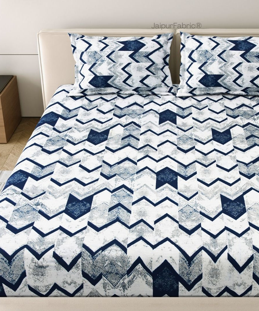 Bold Blue Zigzag Super Soft Velvet Double Bedsheet