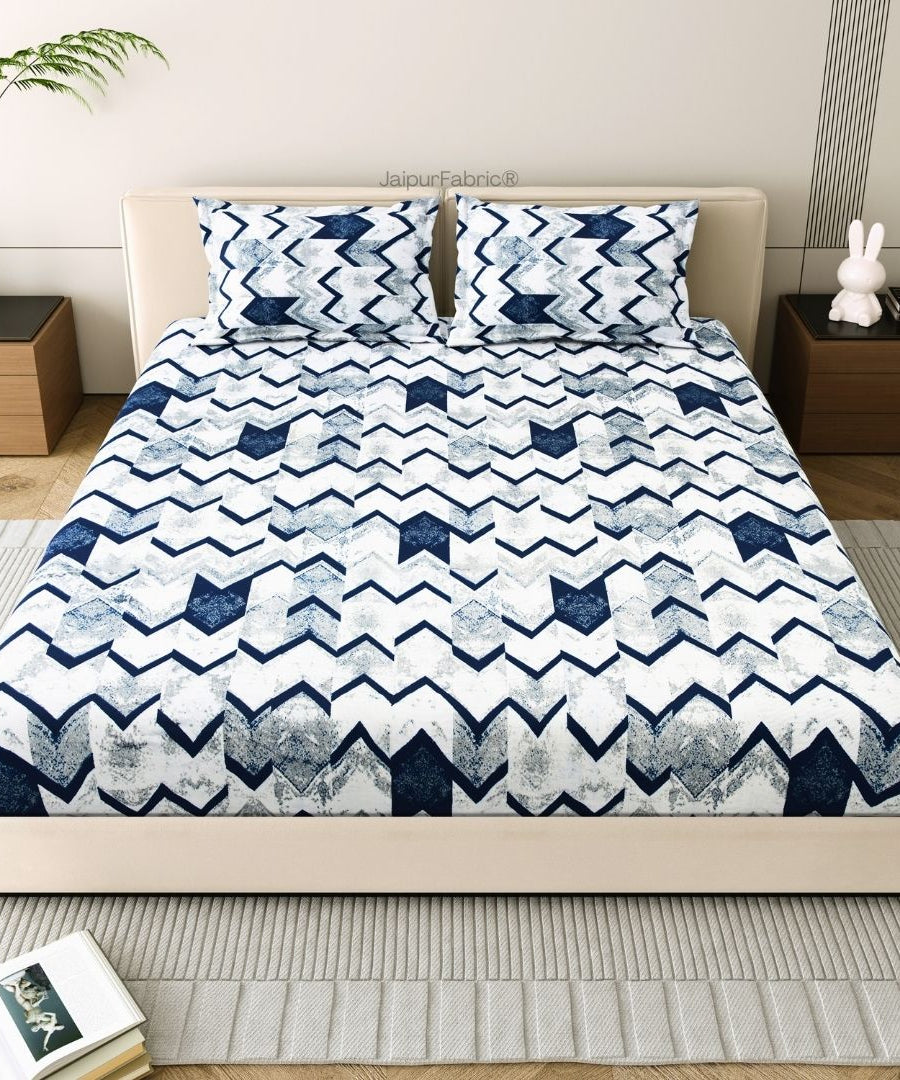 Bold Blue Zigzag Super Soft Velvet Double Bedsheet