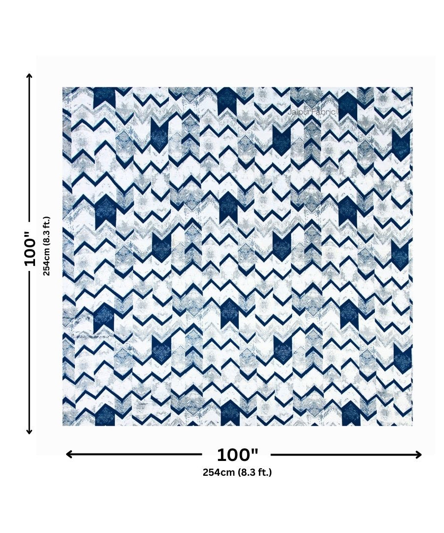 Bold Blue Zigzag Super Soft Velvet Double Bedsheet