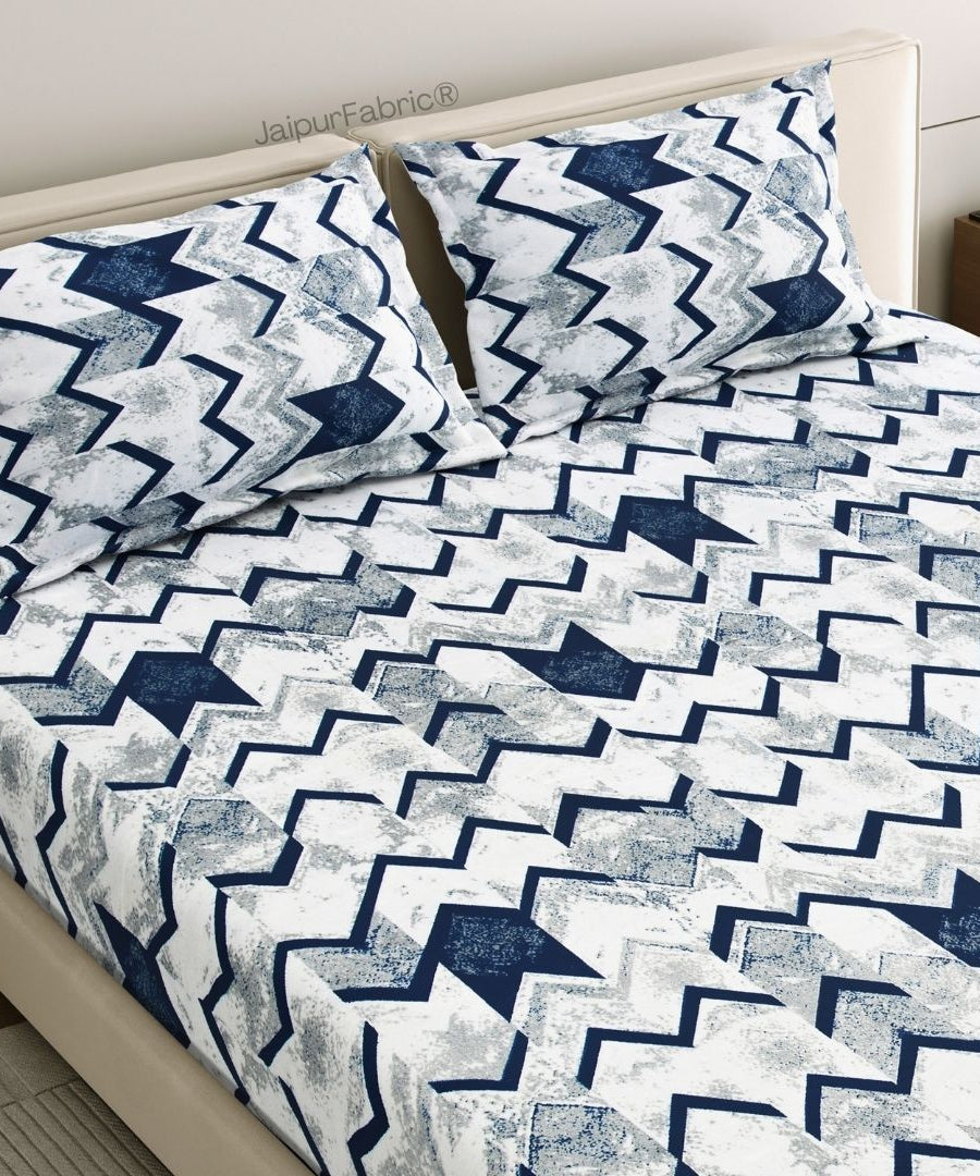 Bold Blue Zigzag Super Soft Velvet Double Bedsheet