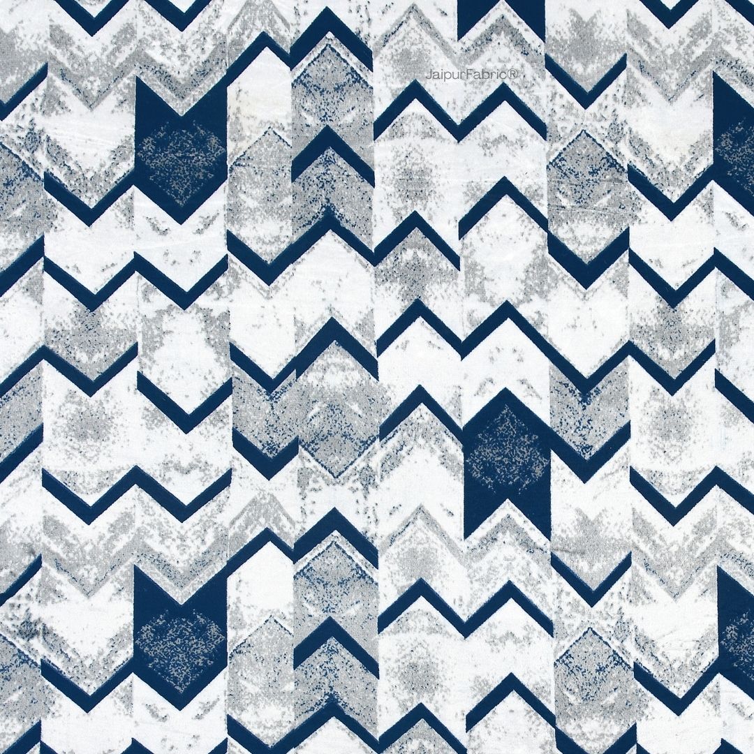 Bold Blue Zigzag Super Soft Velvet Double Bedsheet