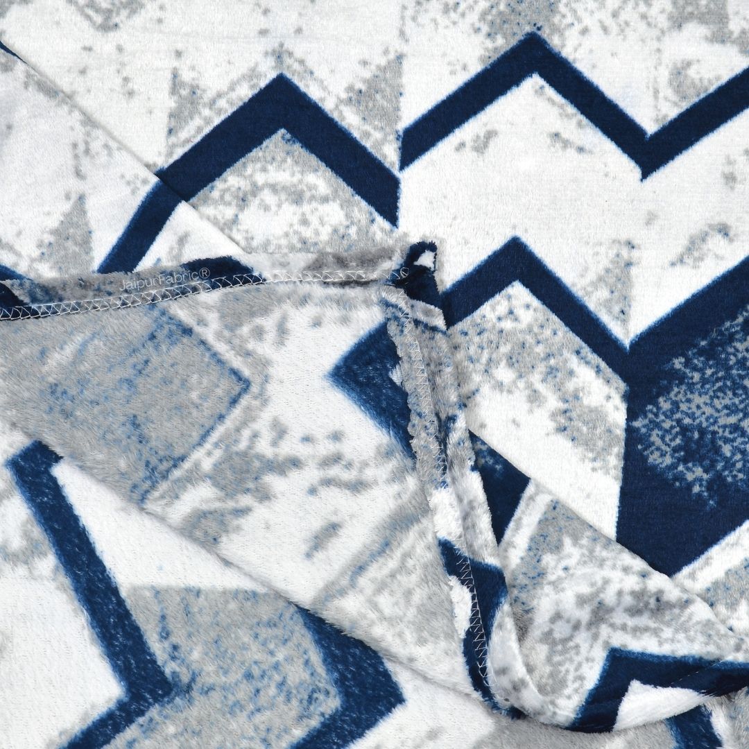 Bold Blue Zigzag Super Soft Velvet Double Bedsheet