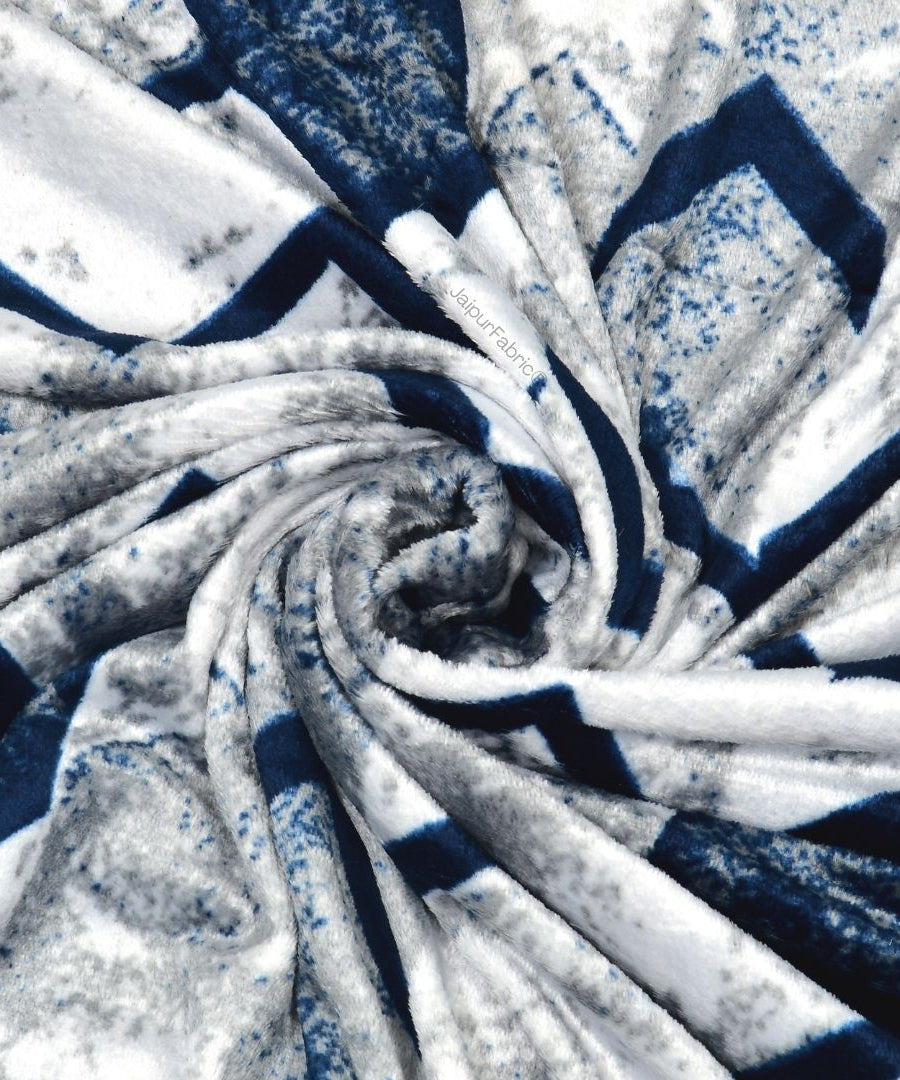 Bold Blue Zigzag Super Soft Velvet Double Bedsheet