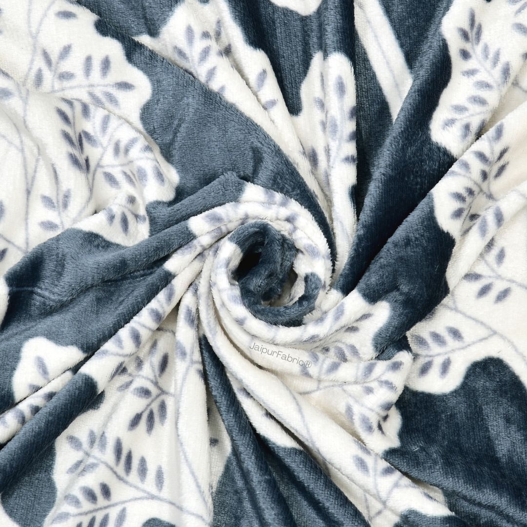 Leaf Bliss Cozy Nights Super Soft Velvet Double Bedsheet