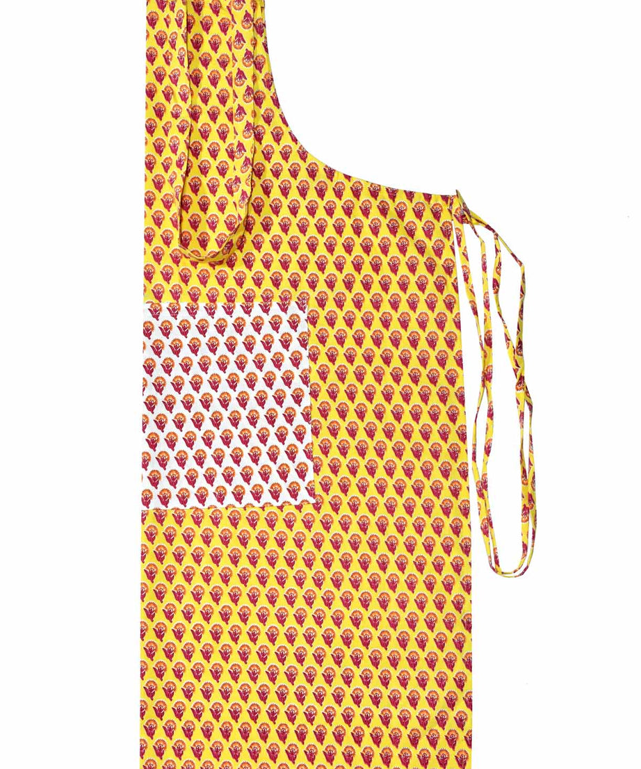 Buti print yellow apron