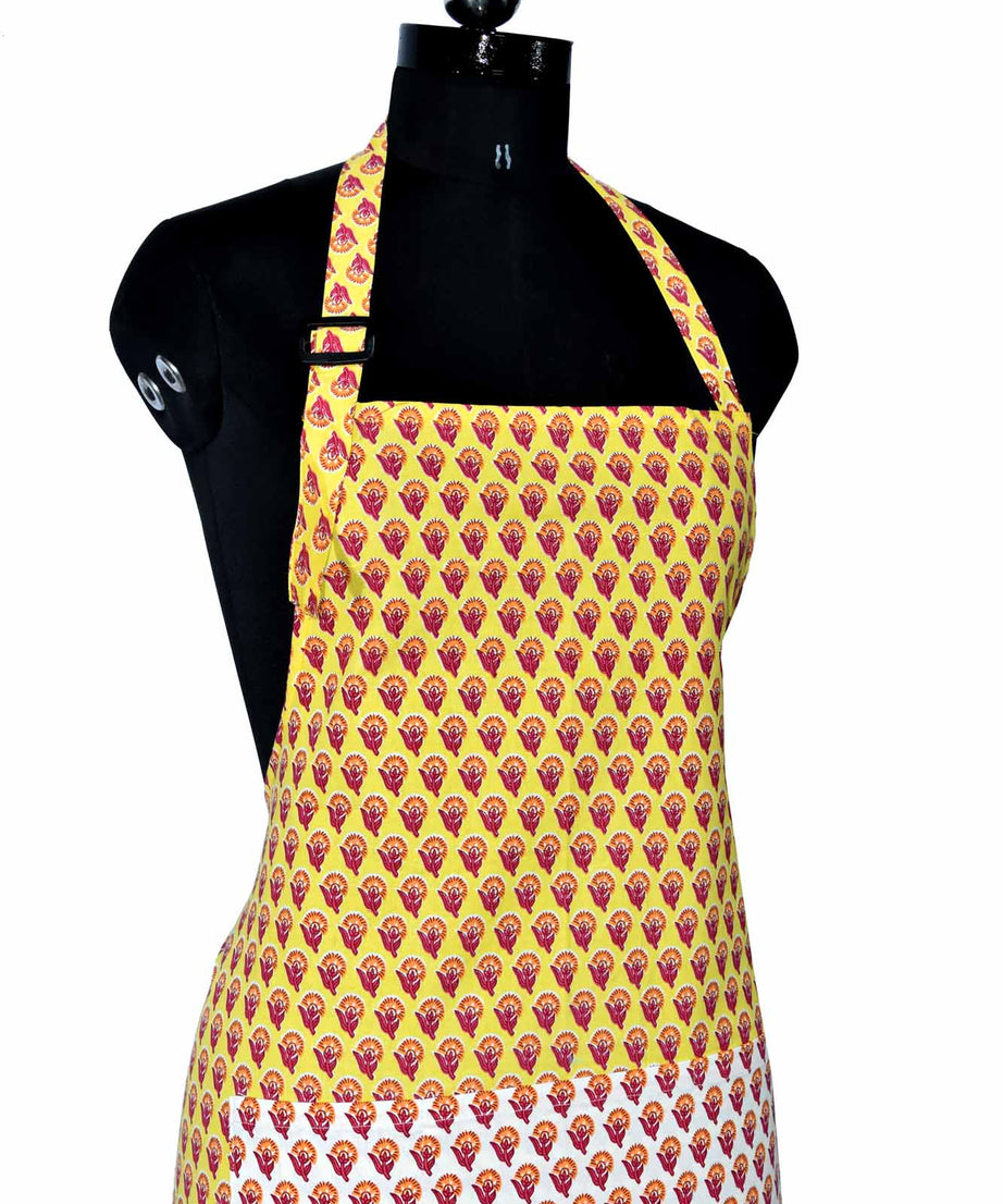 Buti print yellow apron