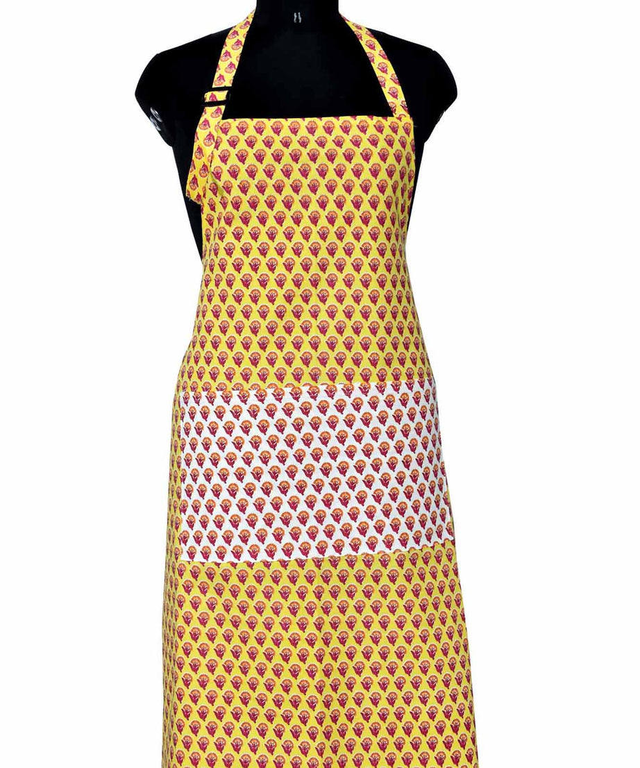 Buti print yellow apron