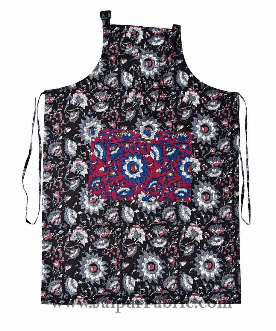 Floral Motif print beautiful black apron