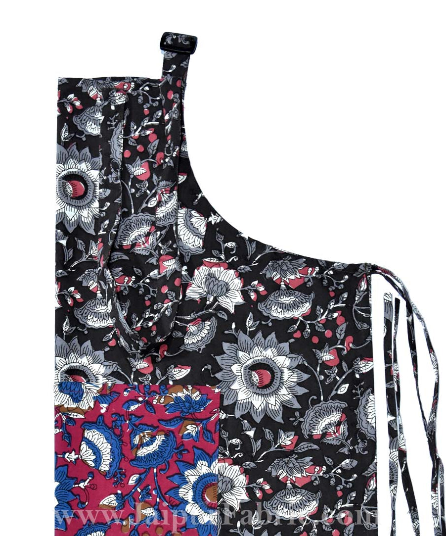 Floral Motif print beautiful black apron